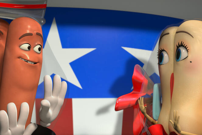 Une scène du film d’animation américain de Conrad Vernon et Greg Tiernan, « Sausage Party ».