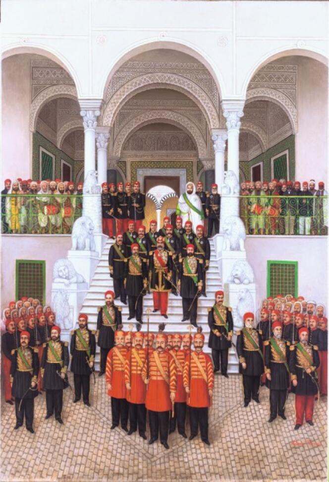« La Descente des marches » à Tunis, palais Ksar es-Saïd.