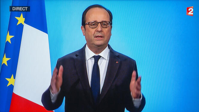 François Hollande lors de son annonce  le jeudi 1er décembre sur France 2 qu’il ne sera pas candidat à l’élection présidentielle de 2017.