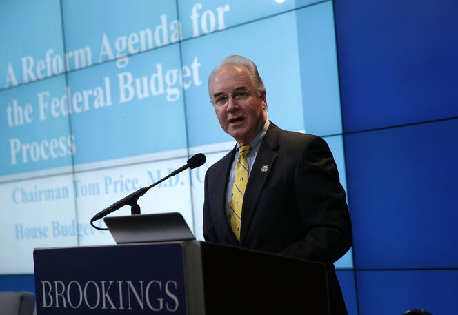 Tom Price lors d’une intervention devant le think tank Brookings Institution le 30 novembre à Washington.