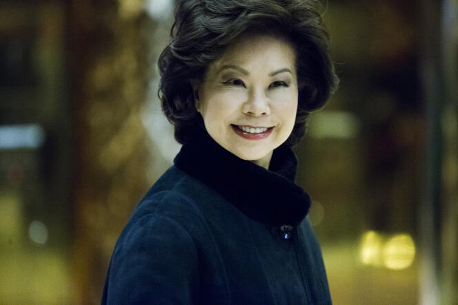 L’ancienne secrétaire au travail de la seconde administration Bush, Elaine Chao à la Trump Tower le 21 novembre.