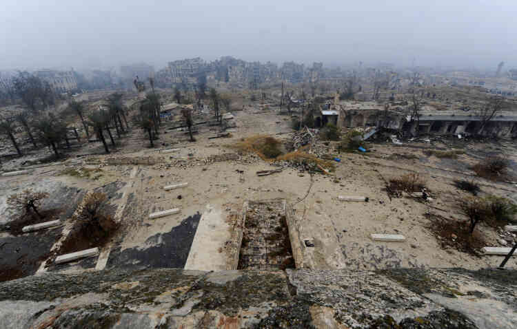 Alep, le 13 décembre 2016. La vieille ville, ancien fief rebelle, vue de la citadelle.