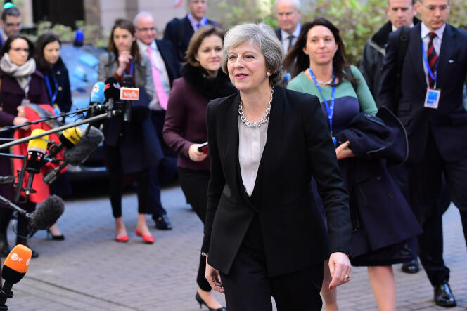 La première ministre britannique, Theresa May, à son arrivée au Conseil européen de Bruxelles, le 15 décembre 2016.