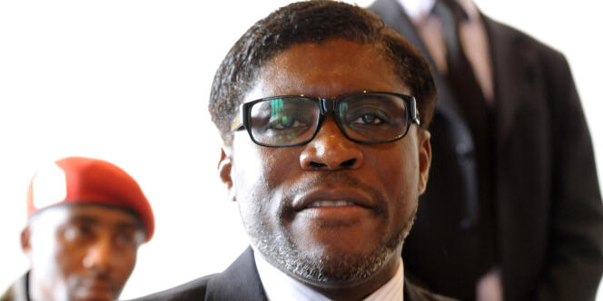 Teodorin Obiang, fils du président de Guinée Equatoriale, le 24 janvier 2012 à Mbini-Rio Benito, au sud de Bata.