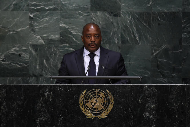 Le président de la République démocratique du Congo, Jospeh Kabila, au siège de l’ONU, à New York, le 22 avril 2016.