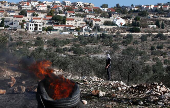 Lors d’une manifestation contre l’expropriation de terres palestiniennes par Israël dans le village de Kfar Qaddum, près de Naplouse, en Cisjordanie, le 9 décembre.