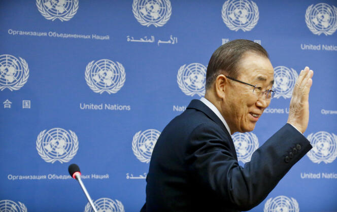 Ban Ki-moon lors de sa dernière conférence de presse en tant que secrétaire général des Nations unies, à New York, le 16 décembre.