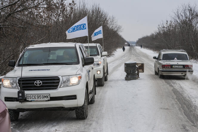 Lors d’une inspection de l’OSCE à Gorlovka, dans la région de Donetsk, en Ukraine, le 15 décembre.