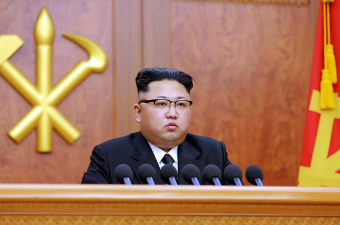 Le dirigeant de la Corée du Nord, Kim Jong-un, lors de son discours de Nouvel An, le 1er janvier 2017.