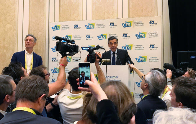 Conférence de presse de François Fillon, au CES de Las Vegas, jeudi 5 janvier.