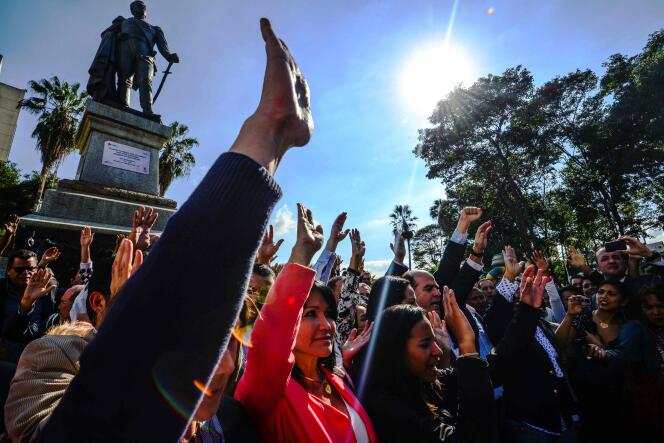 Manifestation organisée par le nouveau président de l’assemblée nationale du Venezuela, Julio Borges, le 10 janvier.