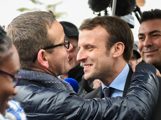Emmanuel Macron, candidat à la présidentielle, à Nœux-les-Mines (Pas-de-Calais), le 13 janvier.