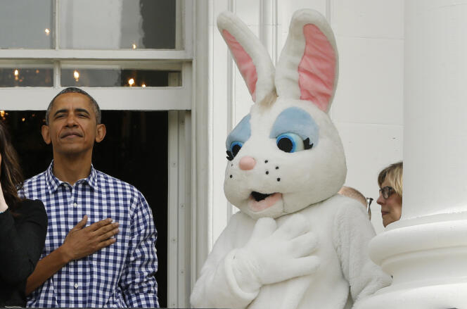 Barack Obama et le lapin de Pâques.