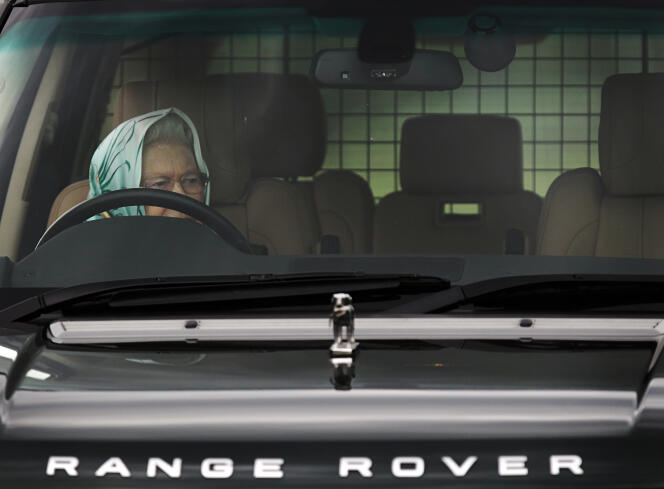 Queen Elizabeth II in her Range Rover at the Royal Windsor Horse Show in Windsor, southern England, on May 13, 2011.