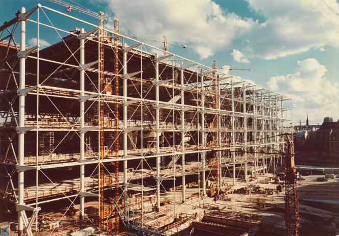 Le Centre Pompidou en construction.
