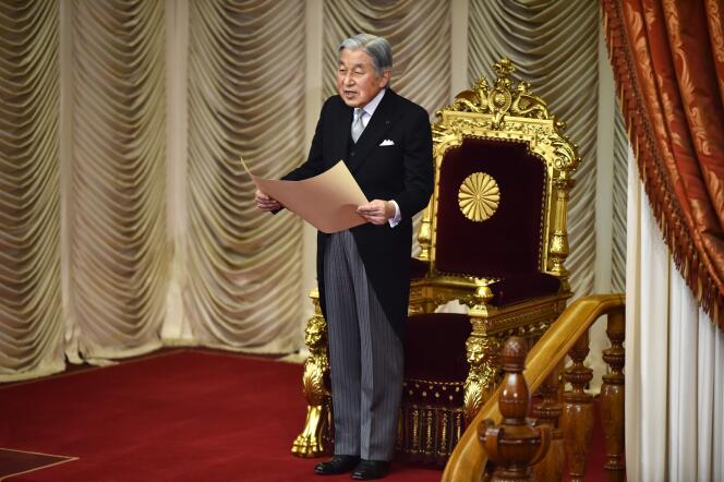 L’empereur du Japon, Akihito, prononce un discours lors de la cérémonie d’ouverture de la Diète (le Parlement), à Tokyo, le 20 janvier 2017.