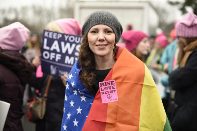 Une New-Yorkaise lors de la Marche des femmes à Washington, le 21 janvier 2017.