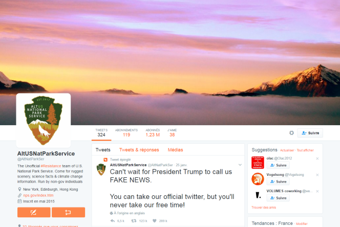 Le compte Twitter alternatif du National Park Service (NPS).