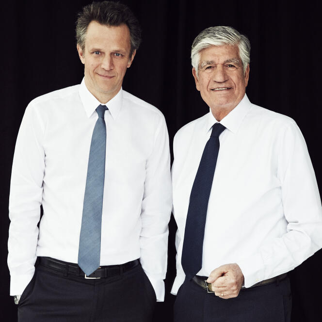 Arthur Sadoun et Maurice Lévy, à Paris en janvier.