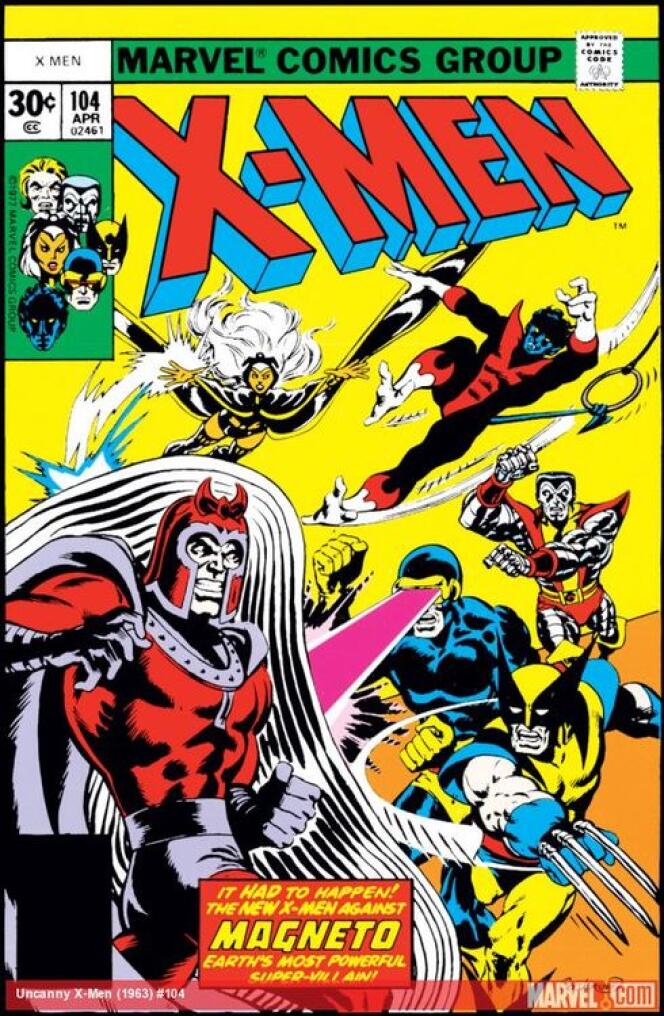 Couverture de l’un des numéros des « X-Men » écrit par Chris Claremont et dessiné par Dave Cockrum en 1977. Magnéto est au premier plan à gauche.
