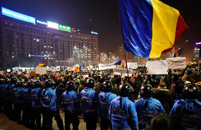 Manifestation anti-gouvernement le 1er février à Bucarest.