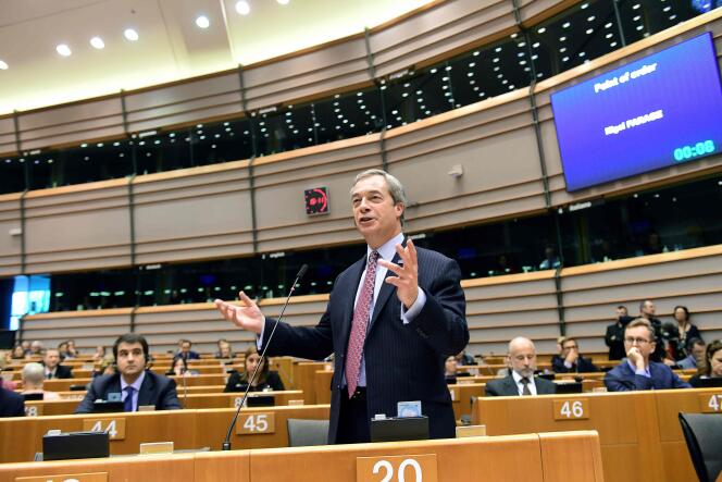 L’eurodéputé du UKIP Nigel Farage au Parlement européen à Bruxelles le 1er février.