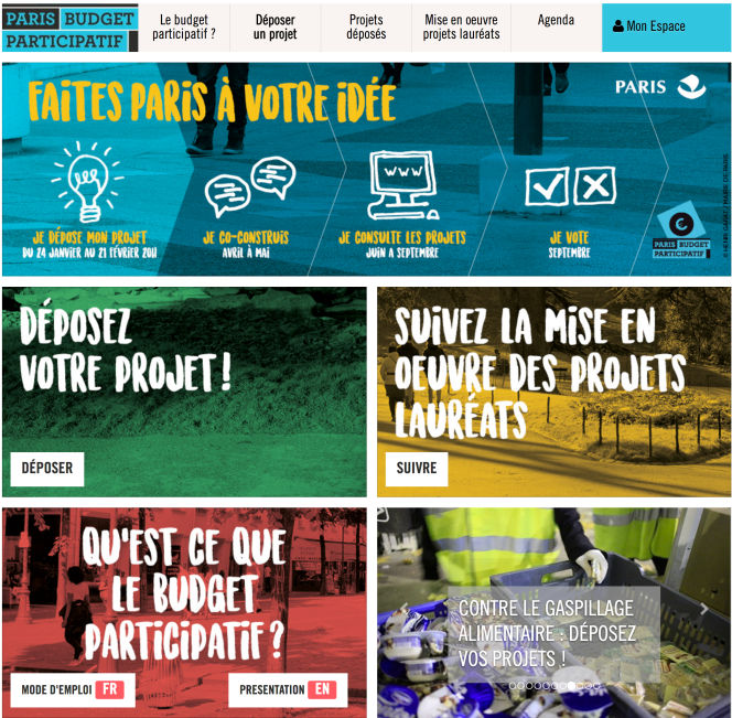 Site du budget participatif de la ville de Paris