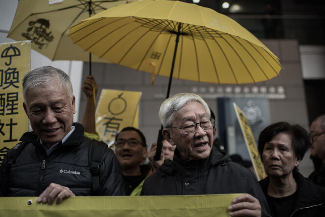 Le cardinal Joseph Zen ze-kiun lors d’une manifestation pour la démocratie, à Hongkong, en janvier 2015.