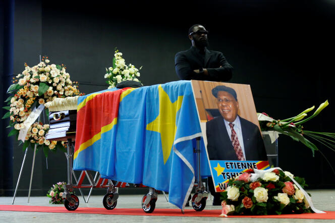 Dépouille de l’opposant historique congolais Etienne Tshisekedi, à Bruxelles, le 5 février.