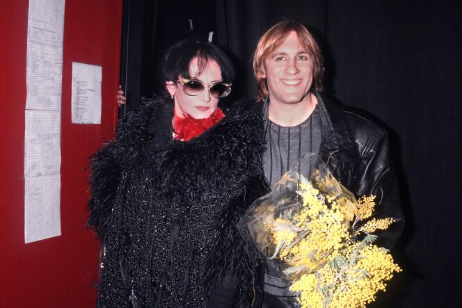 Barbara et Gérard Depardieu, en février 1986, à la sortie du spectacle « Lili Passion » au Zénith de Paris.
