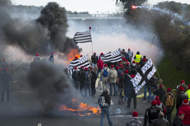 Manifestation contre l’écotaxe près de Brest, le 15 février 2014.