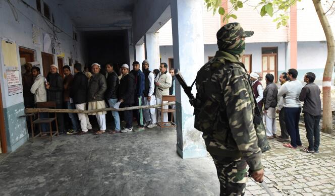 Un bureau de vote à Muzaffarnagar, en Uttar Pradesh, le 11 février.
