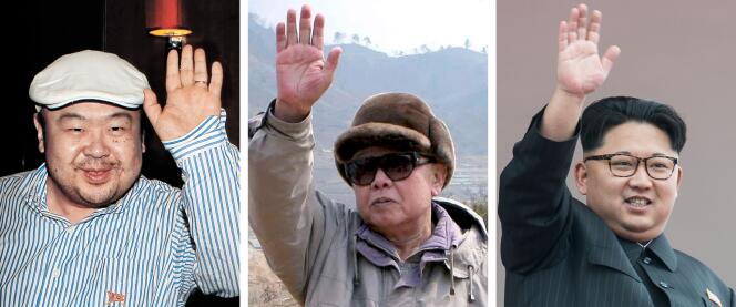 De gauche à droite : Kim Jong-nam, Kim Jong-il et Kim Jong-un.