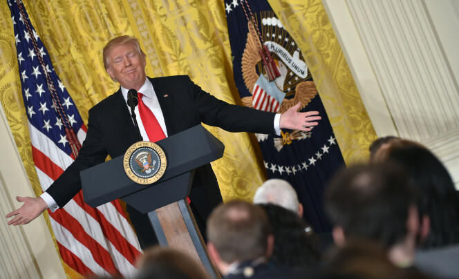 Donald Trump, lors de sa conférence de presse à la Maison Blanche, le 16 février.