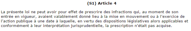 Article 4 de la réforme de la prescription en matière pénale, votée en février 2017.