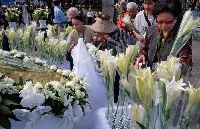 Durant les commémorations des massacres de 1947, à Taipei, en février 2014.