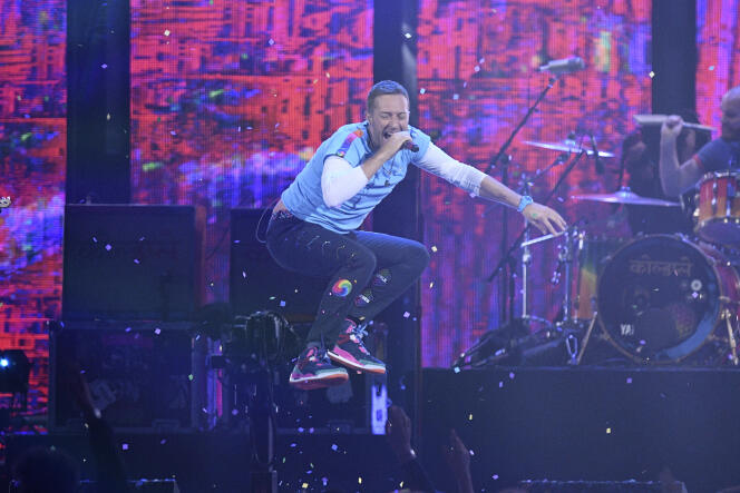 Chris Martin de Coldplay durant les BRIT Awards, à Londres, le 22 février.