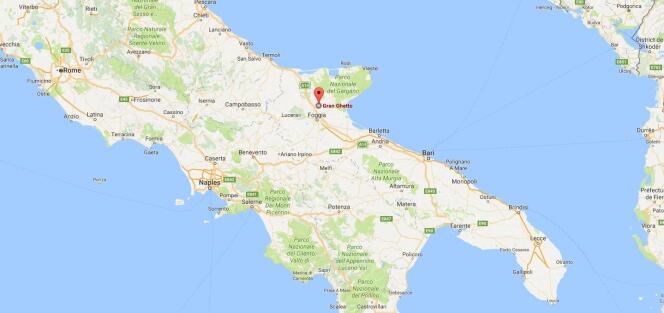 Le camp de « gran Ghetto » se trouve au nord de Foggia, dans le sud de l’Italie.