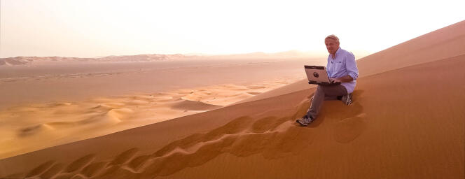 Gauthier Toulemonde dans le désert d’Oman.