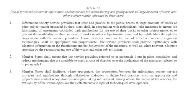 L’article 13 de la proposition de directive prévoit la détection automatisée de contenus violant les droits d’auteur.