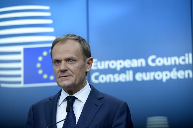 Donald Tusk au Conseil européen, à Bruxelles, le 9 mars.