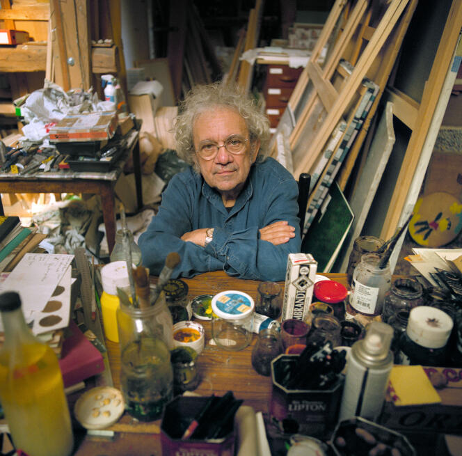 Henri Cueco dans son atelier, le 17 septembre 2003, à Montmagny (Val-d’Oise).