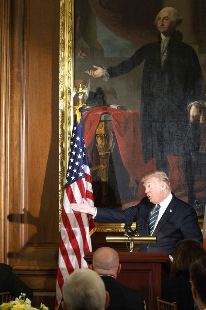 Le président Donald Trump lors d’un déjeuner célébrant « les amis de l’Irlande » au Capitole, à Washington.