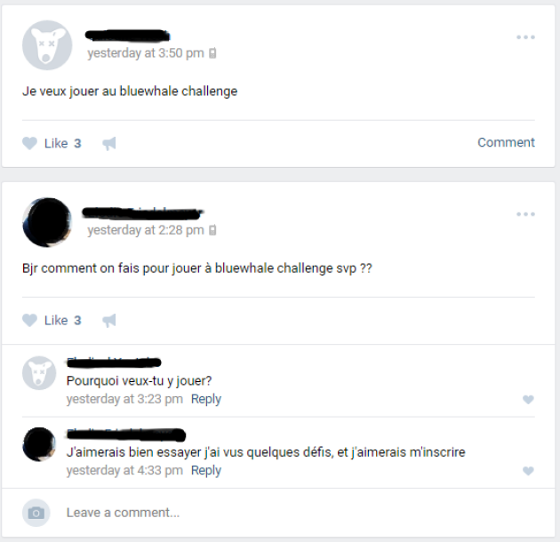 Au sein de la communauté francophone, des internautes cherchent à participer au jeu macabre.