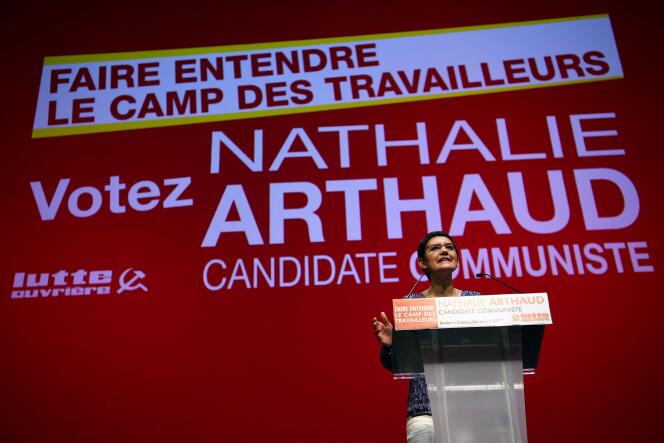 Nathalie Arthaud, à Saint-Denis, le 26 mars 2017.