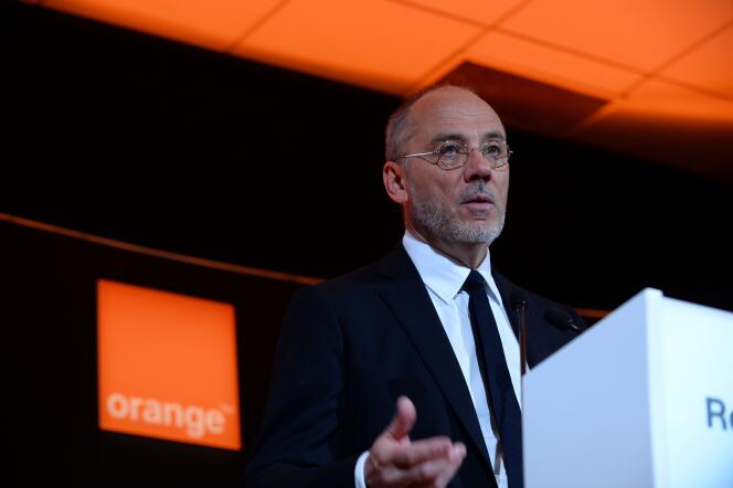 Le patron d’Orange, Stéphane Richard, lors de la présentation du groupe,  le 23 février.