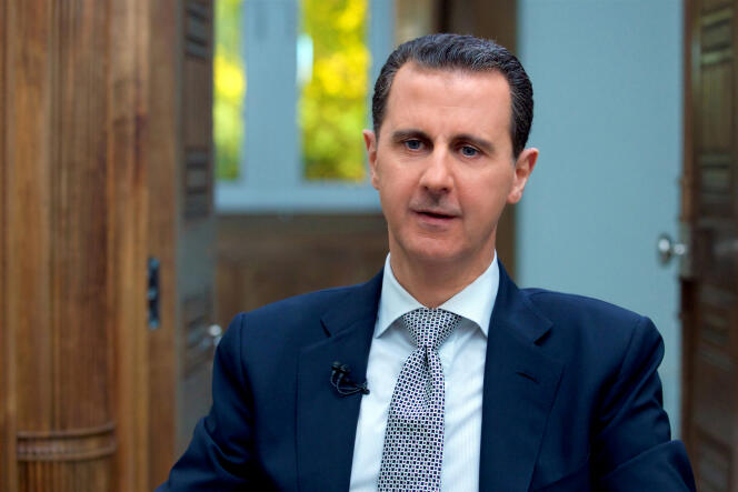 Bachar Al-Assad, le 13 avril, lors d’un entretien à l’AFP durant lequel il accuse les Etats-Unis d’avoir monté de toutes pièces l’attaque chimique de Khan Cheikhoun, le 4 avril.