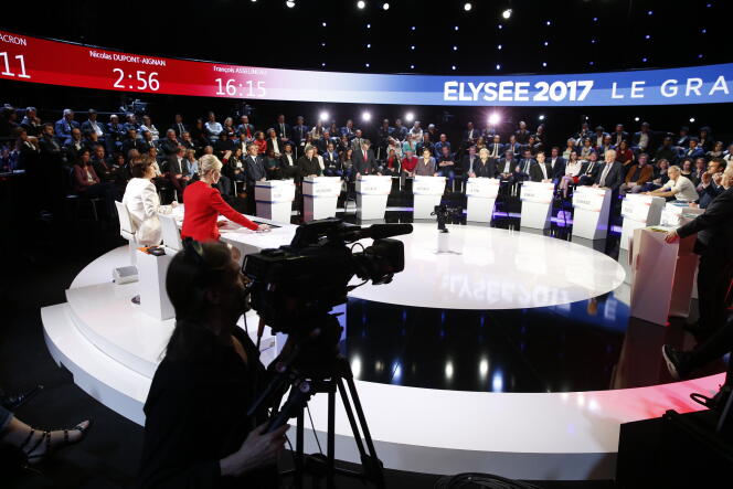 Le débat entre les 11 candidats à l’élection présidentielle, le 4 avril 2017, sur le plateau de BFM-TV et CNews.