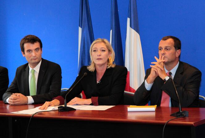 Floran Philippot, Marine Le Pen et Louis Alliot, en 2011.