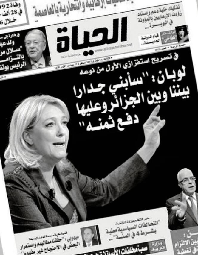 La « une »  du journal algérien « El Hayat », le 14 février 2017.